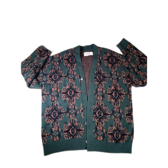 Abercrombie & Fitch Soft Sweater Mens L geometric Pattern Button Cardigan Knit - Picture 1 of 9